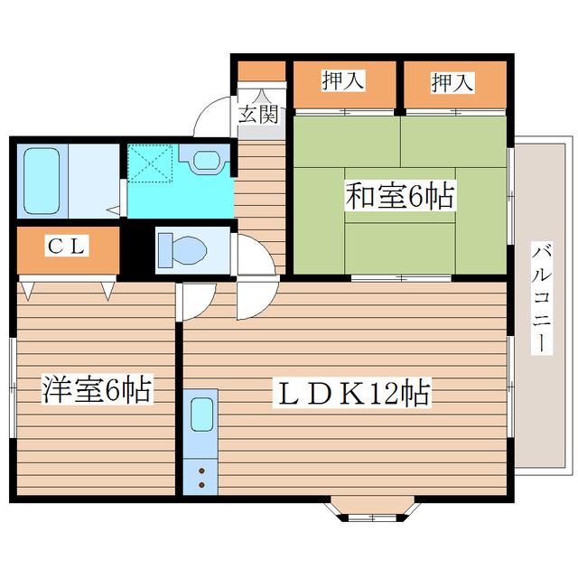 スプリングガーデンD(2LDK/2階)の間取り写真