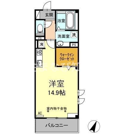SKY・Eつげの木(ワンルーム/3階)の間取り写真