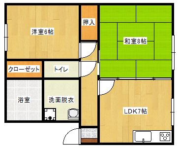 パークビラ紫原II(2DK/2階)の間取り写真