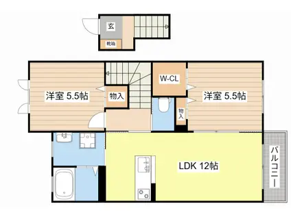 ディアコート(2LDK/2階)の間取り写真