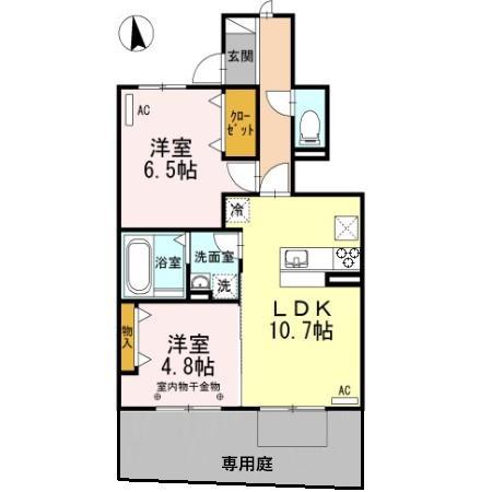 マイスター蔵前 B棟(2LDK/1階)の間取り写真