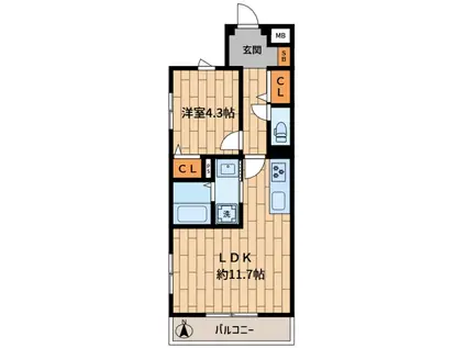 スターレジデンス(1LDK/3階)の間取り写真