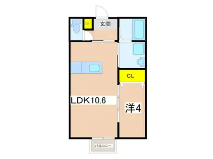 ALBERO II(1LDK/2階)の間取り写真