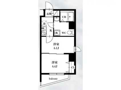 シャッツ高円寺(2K/6階)の間取り写真