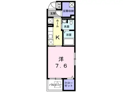 パラダイスバレー(1K/5階)の間取り写真