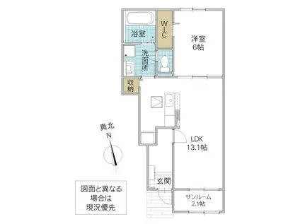 サンフラワー(1LDK/1階)の間取り写真