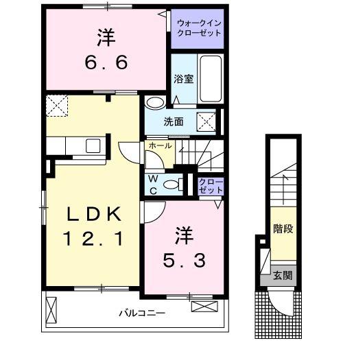 メゾンドエレガンスB(2LDK/2階)の間取り写真