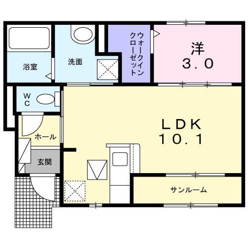 エスポワール美咲(1LDK/1階)の間取り写真
