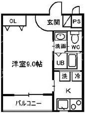 ヴィレッジ加綾北本町 Aタイプ(1K/2階)の間取り写真