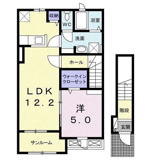 アンベリール Ⅴ(1LDK/2階)の間取り写真