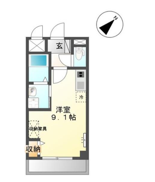 ノーブルコート台原(ワンルーム/3階)の間取り写真