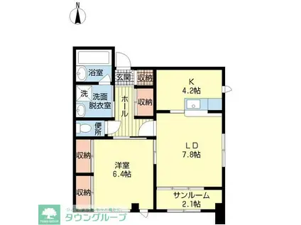 コリーヌ(1LDK/2階)の間取り写真
