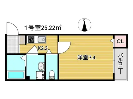 ACHT HIK RESIDENCE 南住吉(1K/2階)の間取り写真