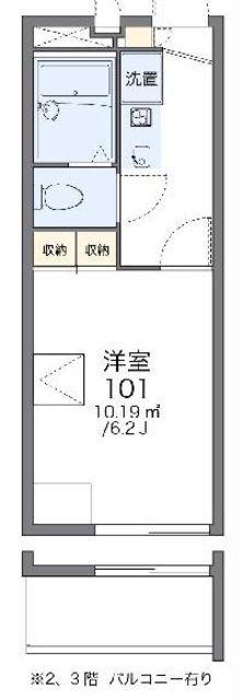 レオパレスルミエール02(1K/3階)の間取り写真