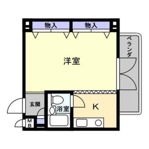 サンプラザベビードール(ワンルーム/4階)の間取り写真