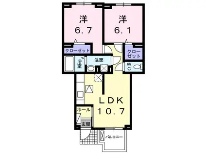 アポロニア ポート(2LDK/1階)の間取り写真
