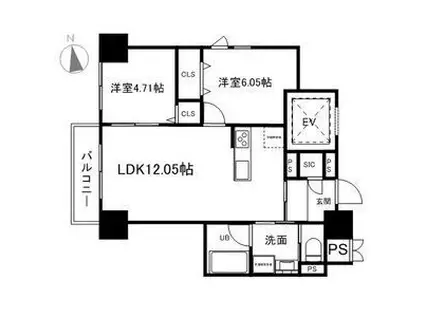 グラン・ドミール小田原山本丁(2LDK/4階)の間取り写真