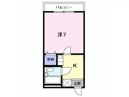 ユニメント桂華(1K/2階)の間取り写真