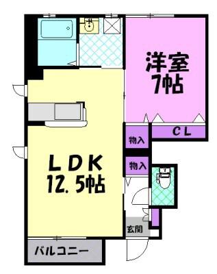 グリーン・ヴィラ F(1LDK/1階)の間取り写真