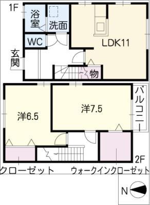 ラ・オト・パント(2LDK/2階)の間取り写真