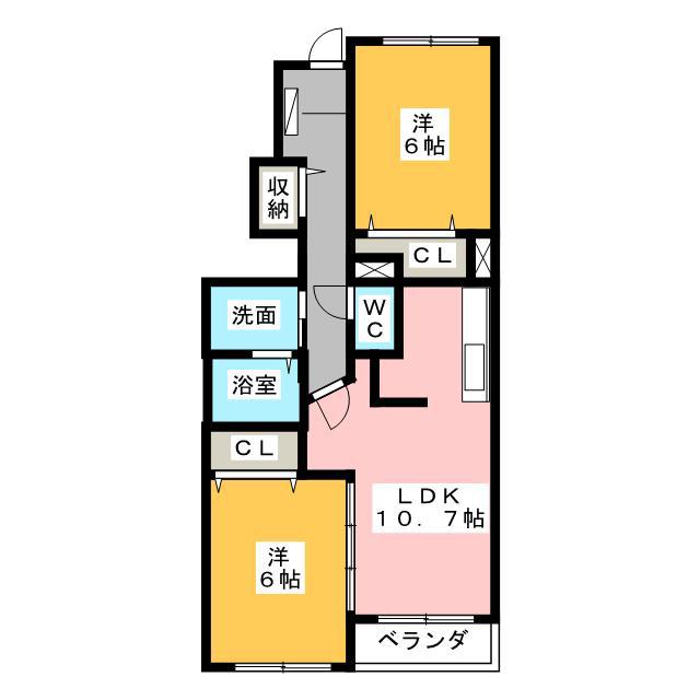 アルシュ II(2LDK/1階)の間取り写真
