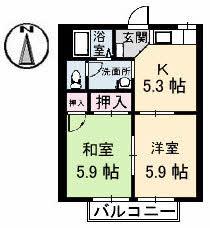 アーバンライフA(2K/1階)の間取り写真