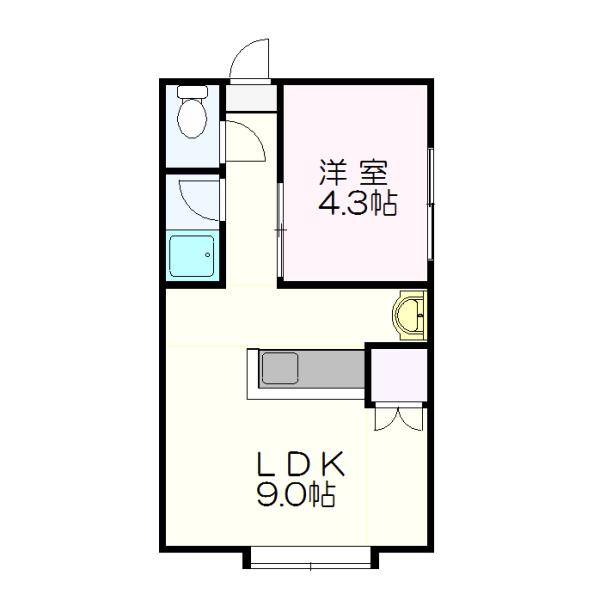プリマカーサ南館(1LDK/2階)の間取り写真