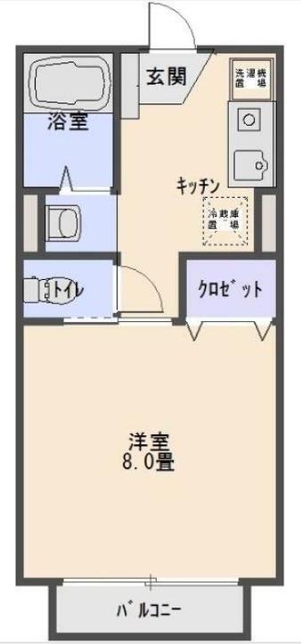 プリメールスタジオ(1K/2階)の間取り写真