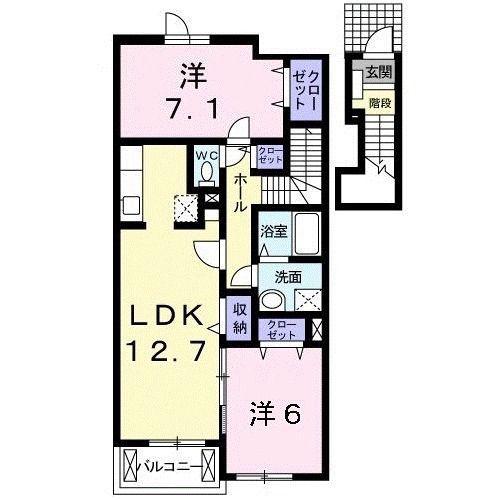 エールヴェール(2LDK/2階)の間取り写真