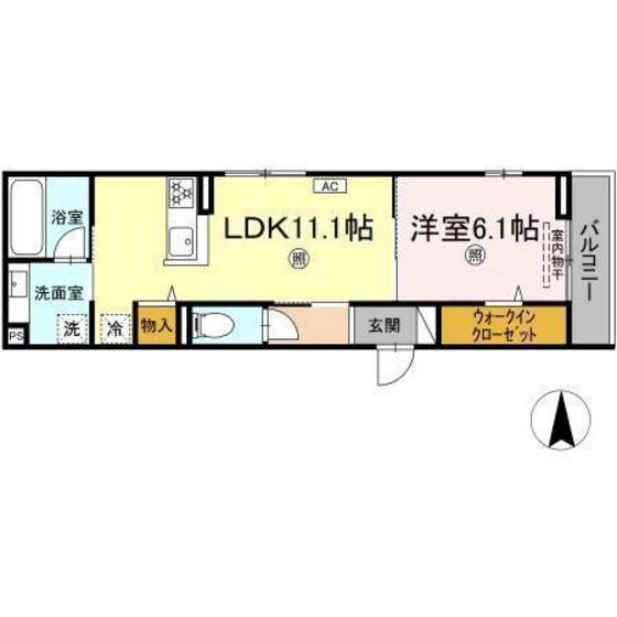 D-ROOMコサコ(1LDK/3階)の間取り写真