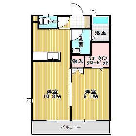 プランドール角木A棟(1LDK/2階)の間取り写真