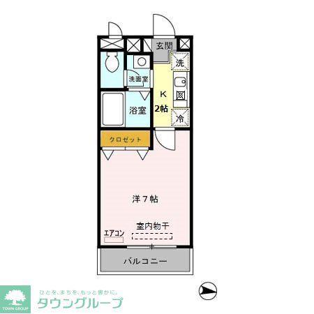 グランディール(1K/3階)の間取り写真