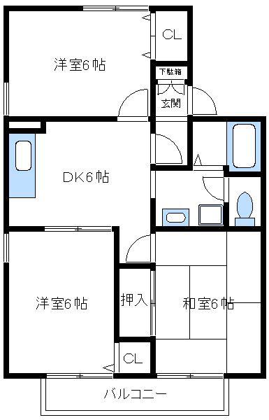 ドリームライフ(3DK/2階)の間取り写真