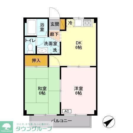ハイツストーンリーク(2DK/2階)の間取り写真