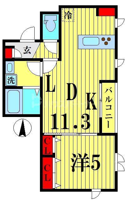 プランドール(1LDK/2階)の間取り写真