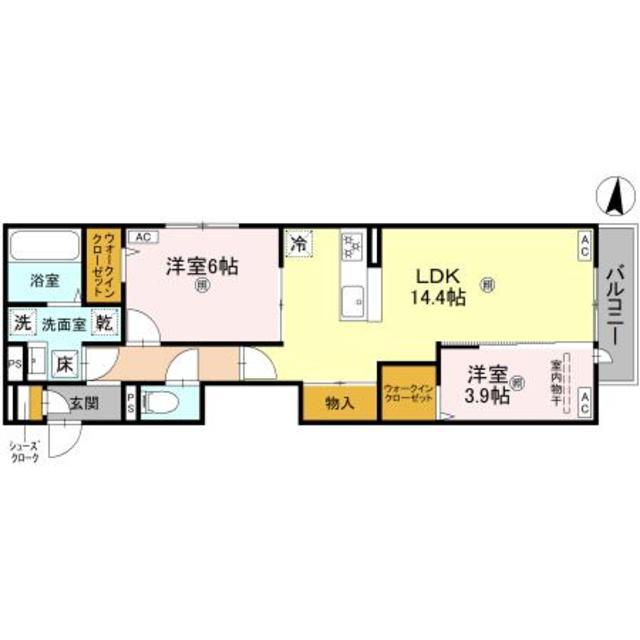 PASSARO GRANDE 墨江 イースト(2LDK/3階)の間取り写真