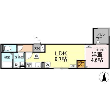 セレスティア大谷田V(1LDK/1階)の間取り写真