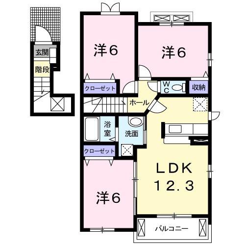 ヴィオラ壱番館A(3LDK/2階)の間取り写真