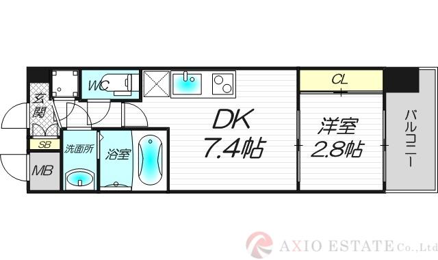 セレニテ江坂ミラク(1DK/6階)の間取り写真