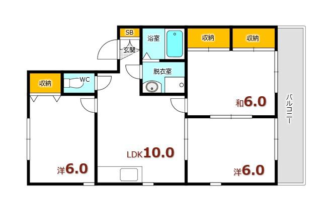 サンステート矢野(3LDK/2階)の間取り写真