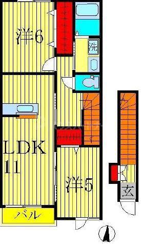 クレッシェンド(2LDK/2階)の間取り写真