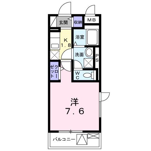 ラ・ポーズ(1K/4階)の間取り写真