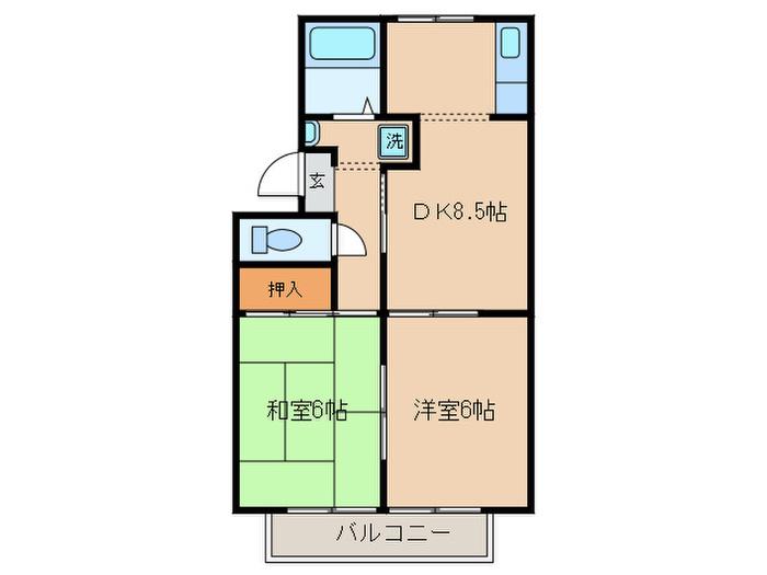 ニューシティー寛(2DK/1階)の間取り写真
