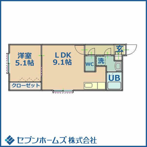 ル・ファール美園(1LDK/4階)の間取り写真