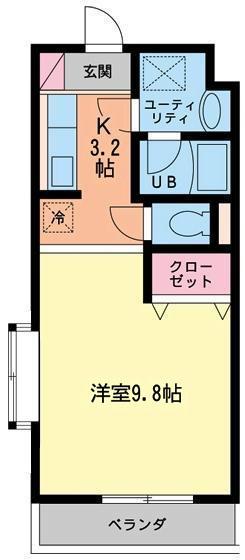 エトゥワル(1K/1階)の間取り写真