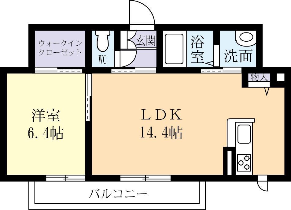 グリーン メイ(1LDK/1階)の間取り写真