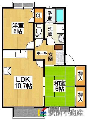 ティアラ萩尾(2LDK/2階)の間取り写真