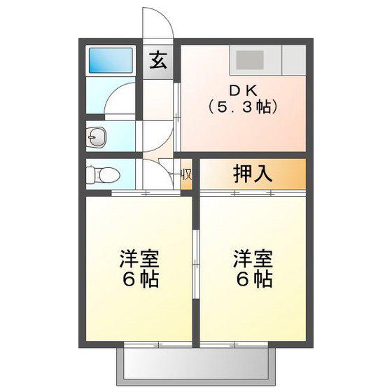 コーポしらさかI(2DK/2階)の間取り写真