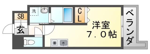 ブリランテII番館(ワンルーム/3階)の間取り写真