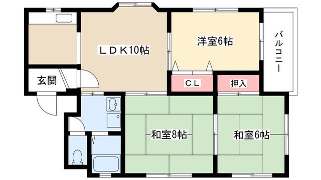 リバティー川本(3LDK/3階)の間取り写真